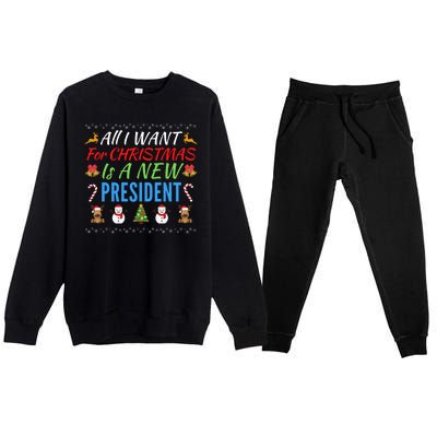 All I Want For Christmas Is A New President Fun Xmas Sweater Premium Crewneck Sweatsuit Set