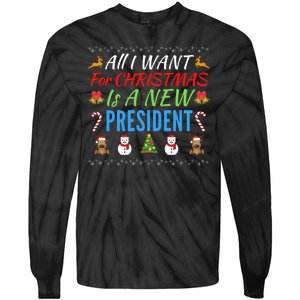 All I Want For Christmas Is A New President Fun Xmas Sweater Tie-Dye Long Sleeve Shirt