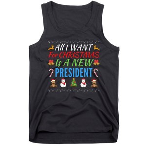 All I Want For Christmas Is A New President Fun Xmas Sweater Tank Top