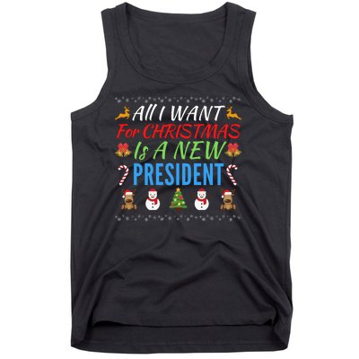 All I Want For Christmas Is A New President Fun Xmas Sweater Tank Top