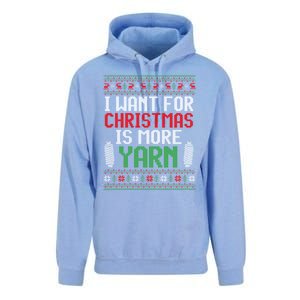 All I Want Is More Yarn Knitting Crocheting Ugly Christmas Funny Gift Unisex Surf Hoodie