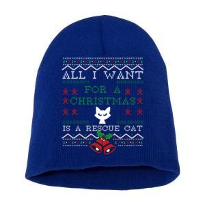 All I Want Christmas Is A Rescue Cat Ugly Meaningful Gift Short Acrylic Beanie