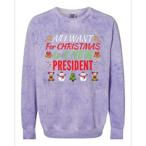 All I Want For Christmas Is A New President, Funny Xmas Sweater Colorblast Crewneck Sweatshirt