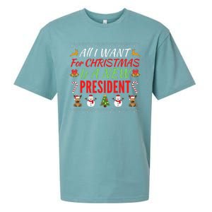 All I Want For Christmas Is A New President, Funny Xmas Sweater Sueded Cloud Jersey T-Shirt