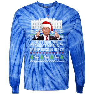 All I Want For Christmas Is Trump Back In Office Trump Xmas Meaningful Gift Tie-Dye Long Sleeve Shirt