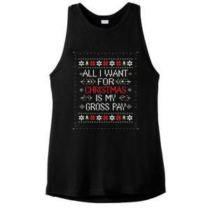 All I Want For Christmas Is My Gross Pay Joke Ladies PosiCharge Tri-Blend Wicking Tank