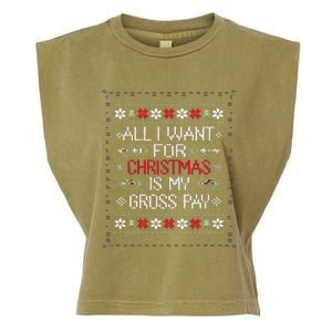 All I Want For Christmas Is My Gross Pay Joke Garment-Dyed Women's Muscle Tee