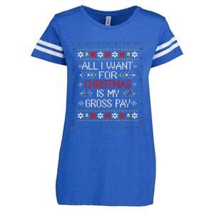 All I Want For Christmas Is My Gross Pay Joke Enza Ladies Jersey Football T-Shirt