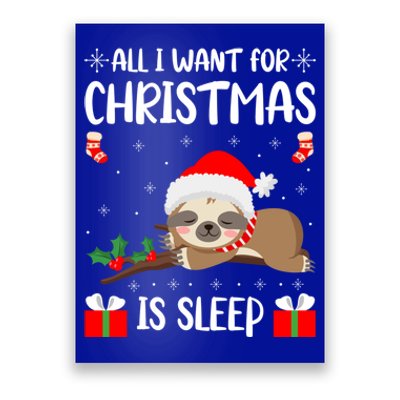 All I Want For Christmas Is Sleep Santa Hat Xmas Nap Fan Great Gift Poster