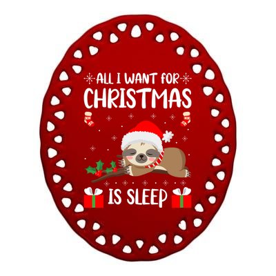 All I Want For Christmas Is Sleep Santa Hat Xmas Nap Fan Great Gift Ceramic Oval Ornament