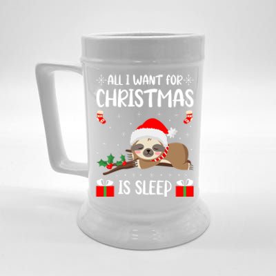 All I Want For Christmas Is Sleep Santa Hat Xmas Nap Fan Great Gift Beer Stein