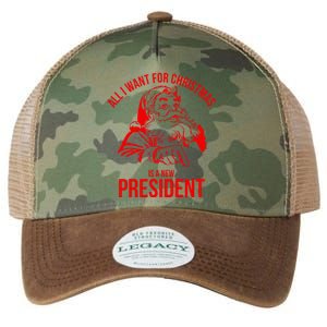 All I Want For Christmas Is A New President Funny  Legacy Tie Dye Trucker Hat