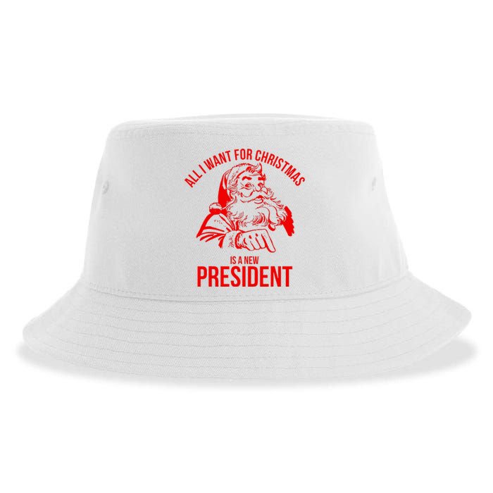 All I Want For Christmas Is A New President Funny  Sustainable Bucket Hat