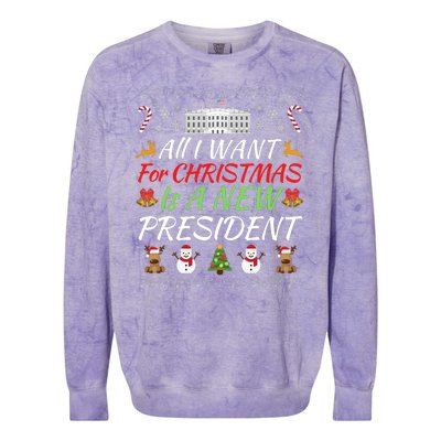 All I Want For Christmas Is A New President, Funny Christmas Sweater Colorblast Crewneck Sweatshirt