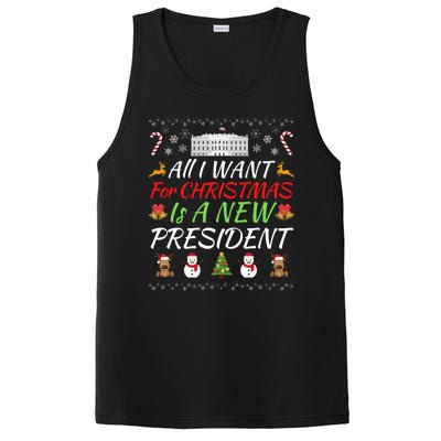 All I Want For Christmas Is A New President, Funny Christmas Sweater PosiCharge Competitor Tank