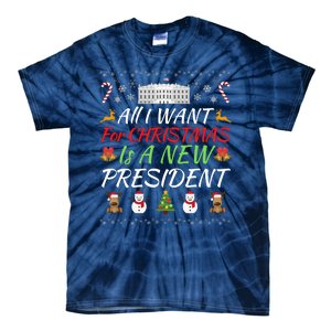 All I Want For Christmas Is A New President, Funny Christmas Sweater Tie-Dye T-Shirt