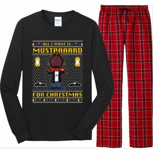 All I Want For Christmas Is Mustard Funny Mustard Lamar Long Sleeve Pajama Set