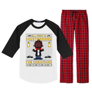 All I Want For Christmas Is Mustard Funny Mustard Lamar Raglan Sleeve Pajama Set