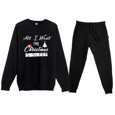 All I Want For Christmas Is Sleep Funny Holiday Cool Gift Premium Crewneck Sweatsuit Set