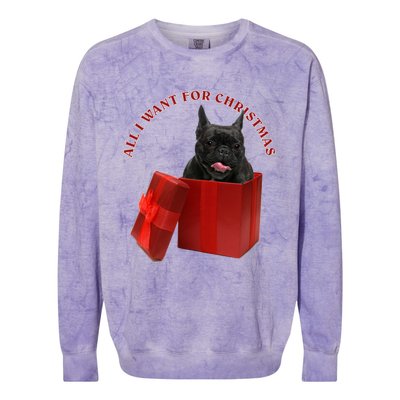 All I Want For Christmas French Bulldog Gift Colorblast Crewneck Sweatshirt