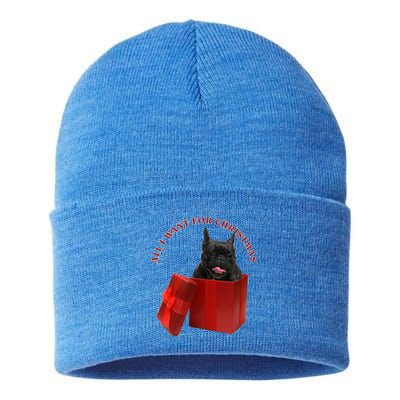 All I Want For Christmas French Bulldog Gift Sustainable Knit Beanie