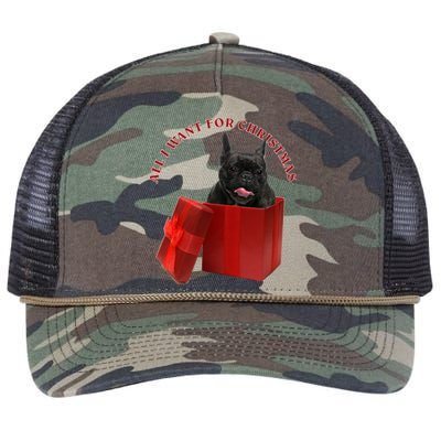 All I Want For Christmas French Bulldog Gift Retro Rope Trucker Hat Cap