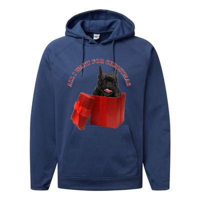 All I Want For Christmas French Bulldog Gift Performance Fleece Hoodie