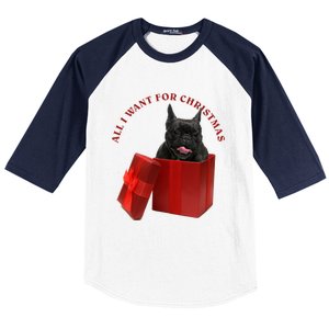 All I Want For Christmas French Bulldog Gift Baseball Sleeve Shirt