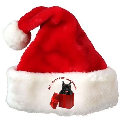 All I Want For Christmas French Bulldog Gift Premium Christmas Santa Hat