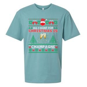 All I Want For Christmas Is Champagne Funny Ugly Cute Gift Sueded Cloud Jersey T-Shirt