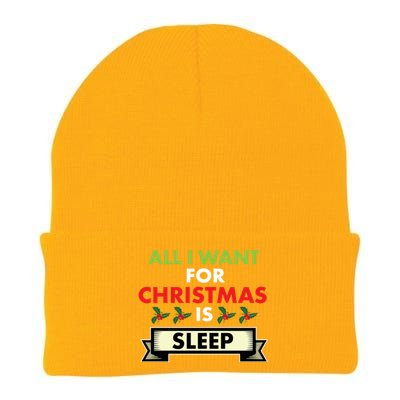 All I Want For Christmas Is Sleep Funny Gift Knit Cap Winter Beanie