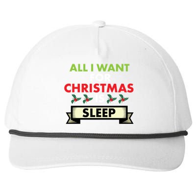 All I Want For Christmas Is Sleep Funny Gift Snapback Five-Panel Rope Hat