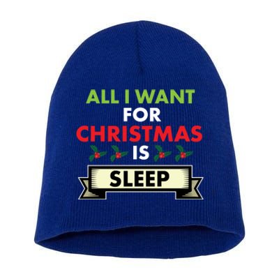 All I Want For Christmas Is Sleep Funny Gift Short Acrylic Beanie