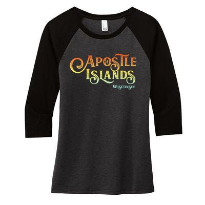 Apostle Islands Wisconsin Tourist Souvenir Gift Women's Tri-Blend 3/4-Sleeve Raglan Shirt