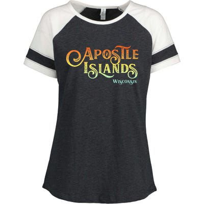 Apostle Islands Wisconsin Tourist Souvenir Gift Enza Ladies Jersey Colorblock Tee