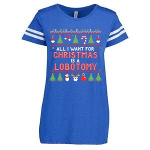 All I Want For Christmas Is A Lobotomy Ugly Christmas Enza Ladies Jersey Football T-Shirt