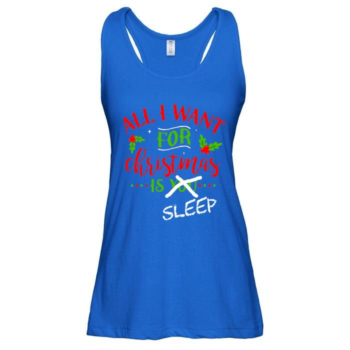 All I Want For Christmas Is Sleep Funny Pajama Top Joke Cute Gift Ladies Essential Flowy Tank