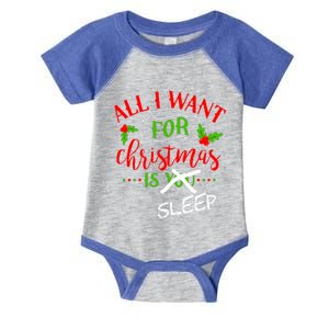 All I Want For Christmas Is Sleep Funny Pajama Top Joke Cute Gift Infant Baby Jersey Bodysuit