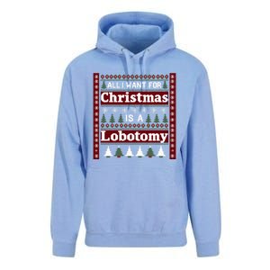 All I Want For Christmas Is A Lobotomy Ugly Christmas Unisex Surf Hoodie