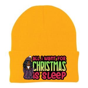 All I Want For Christmas Is Sleep Sipping Hot Cocoa Gift Knit Cap Winter Beanie