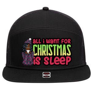 All I Want For Christmas Is Sleep Sipping Hot Cocoa Gift 7 Panel Mesh Trucker Snapback Hat