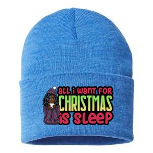 All I Want For Christmas Is Sleep Sipping Hot Cocoa Gift Sustainable Knit Beanie