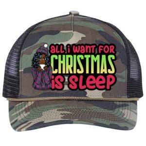 All I Want For Christmas Is Sleep Sipping Hot Cocoa Gift Retro Rope Trucker Hat Cap