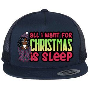 All I Want For Christmas Is Sleep Sipping Hot Cocoa Gift Flat Bill Trucker Hat