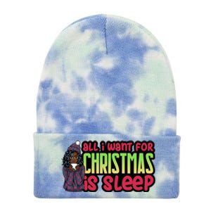 All I Want For Christmas Is Sleep Sipping Hot Cocoa Gift Tie Dye 12in Knit Beanie