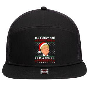 All I Want For Christmas Trump New President Snows Ugly Xmas Gift 7 Panel Mesh Trucker Snapback Hat