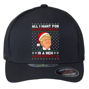 All I Want For Christmas Trump New President Snows Ugly Xmas Gift Flexfit Unipanel Trucker Cap