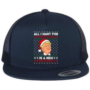 All I Want For Christmas Trump New President Snows Ugly Xmas Gift Flat Bill Trucker Hat