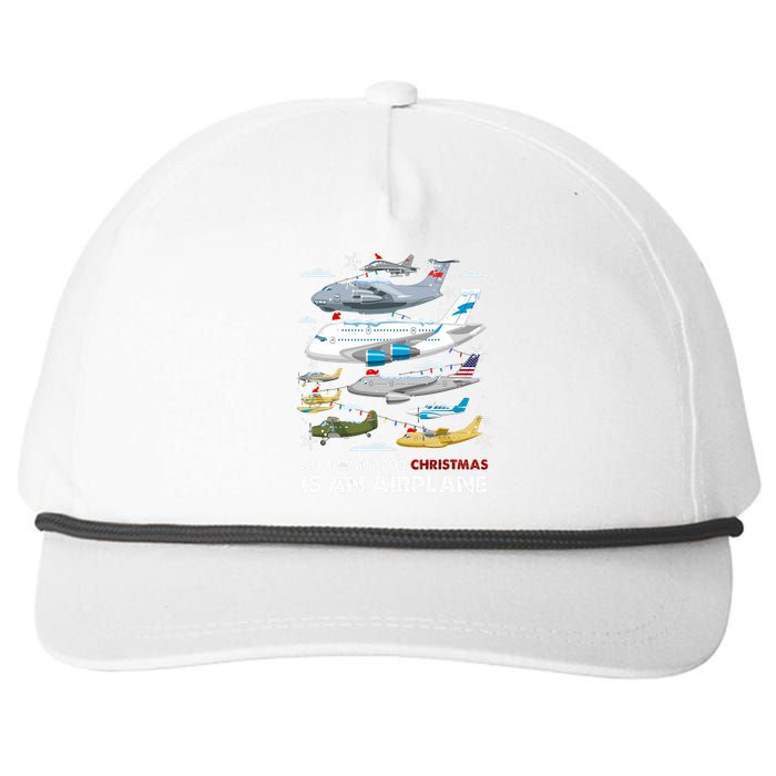 All I Want For Christmas Is An Airplane Merry Christmas Snapback Five-Panel Rope Hat