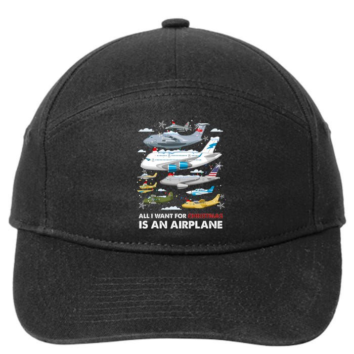 All I Want For Christmas Is An Airplane Merry Christmas 7-Panel Snapback Hat